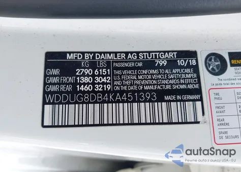 2019 Mercedes-Benz S 560 z USA, uszkodzony, nr VIN WDDUG8DB4KA451393